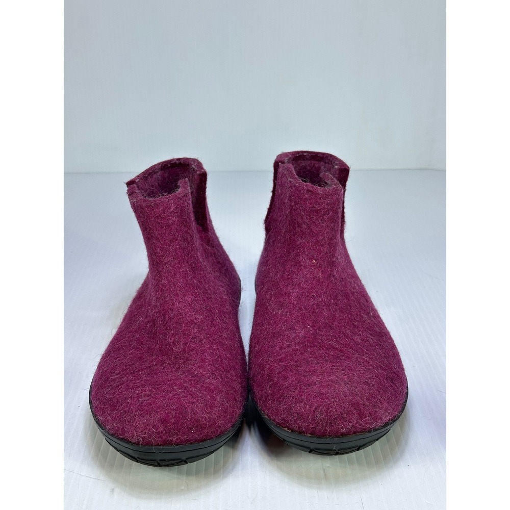 Glerups The Boot Felted Wool Slippers Cranberry Purple Rubber Sole Size 39